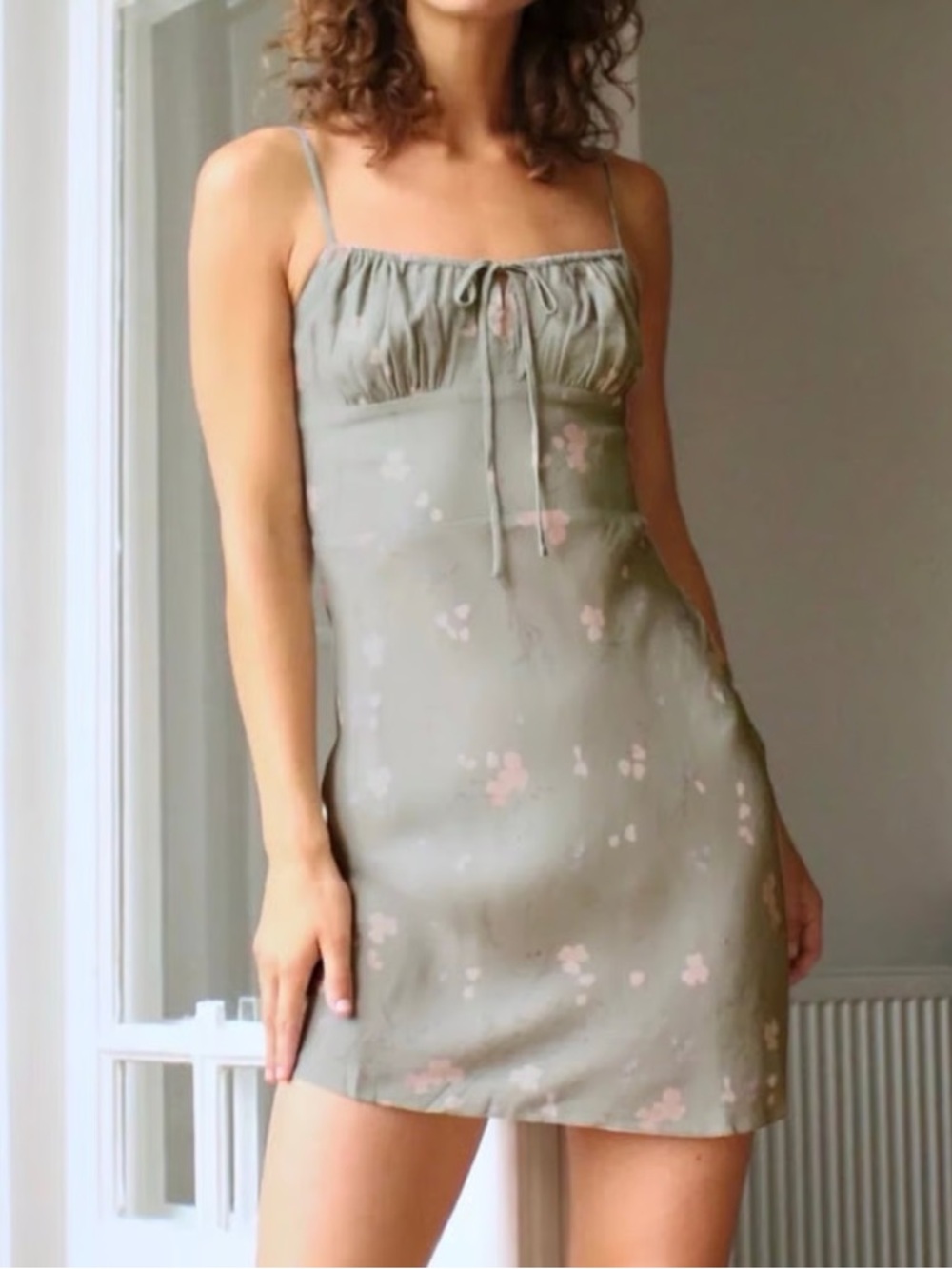 Wilfred Bellow Sage Green Floral Mini Dress